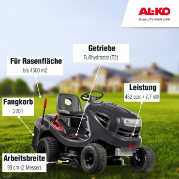 AL-KO Benzin-Rasentraktor 15-93.2 HD-A Easy, 93 cm Schnittbreite, 7,7 KW