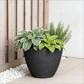 Blumentopf Ø: 37 x H: 29 cm Concrete Black, für Innen & Aussen, 21 Liter