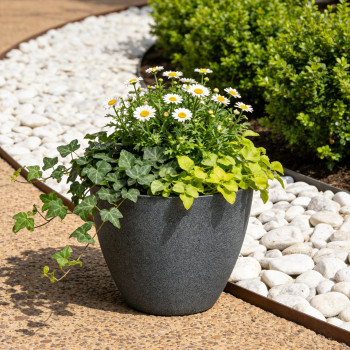 Blumentopf Ø: 37 x H: 29 cm Concrete Dark Grey, für Innen & Aussen, 21 Liter