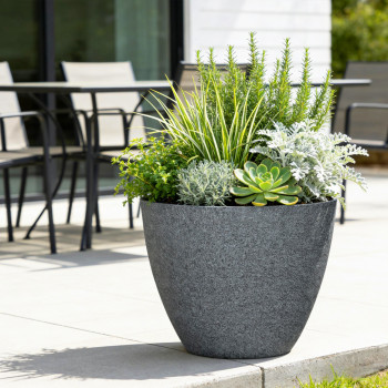 Blumentopf Ø: 44 x H: 37 cm Concrete Dark Grey, für Innen & Aussen, 38 Liter