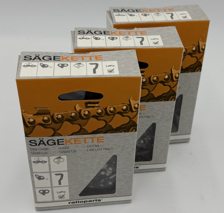 3x Sägekette 3/8", 1,1 mm, Halbmeißel, 50 TG, Ersatzkette